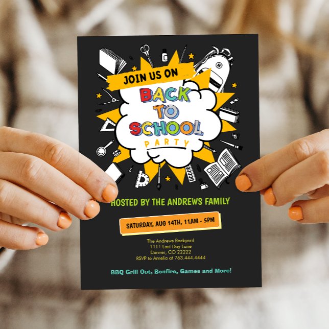 Invitation Revenir à la fête de la famille à l'école (Cute Back to School Family Party Invitation)