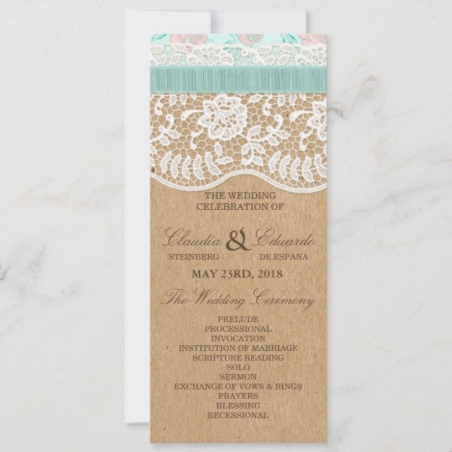Invitation Rêves de dentelle romantiques avec des fleurs (Devant)