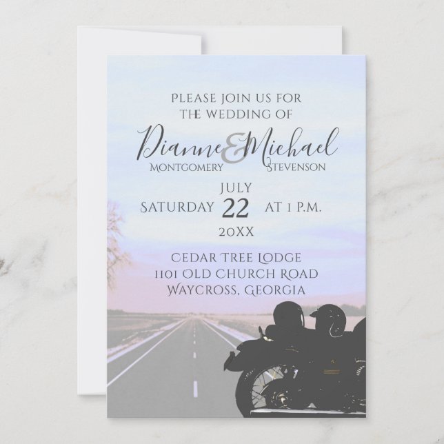 Invitation Rêves du Mariage de moto Open Road (Devant)