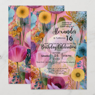 Invitation Rêves en fleurs Dessin de fleurs colorées