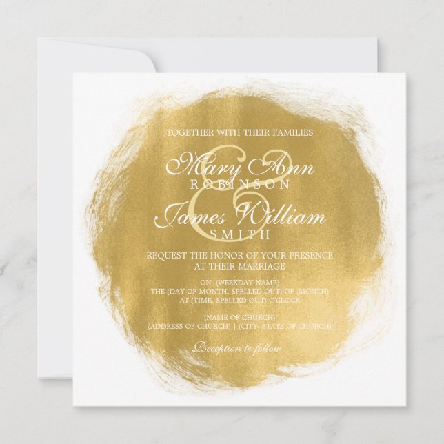 Invitation Revêtement doré Mariage moderne (Devant)