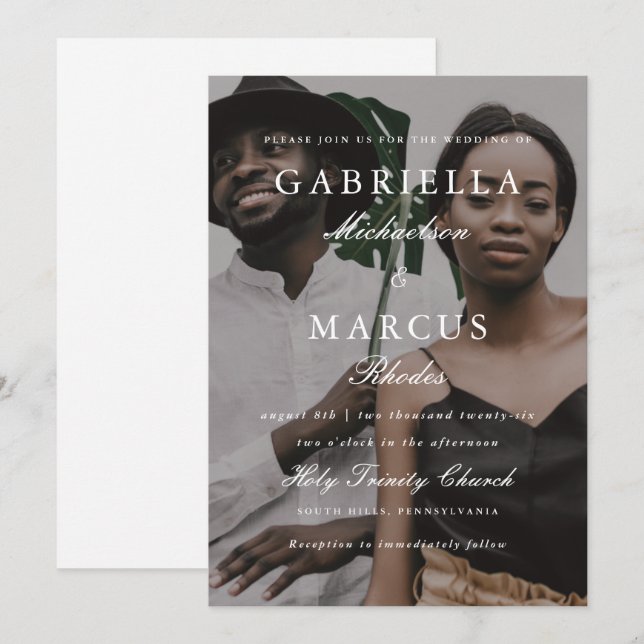 Invitation Revêtement photo moderne et Mariage de typographie (Devant / Derrière)