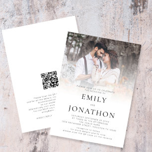 Invitation Revêtement photo moderne QR Code Mariage