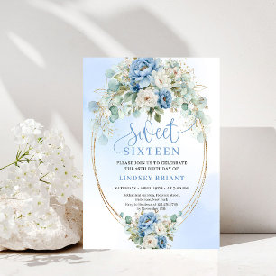 Invitation rêveuse bohème poussiéreuse bleue flora