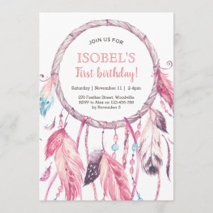 Invitation rêveuse rose colorée d'anniversaire de