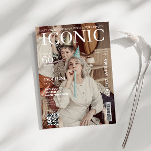 Invitation Revue couverture qr code 60th Birthday party