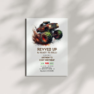 Invitation "Revved Up & Ready to Roll" Monster Truck Annivers