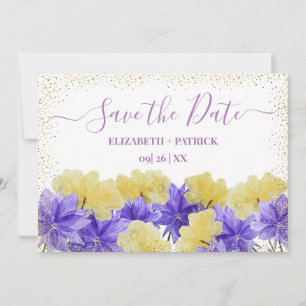 Invitation Rhapsodie violette de fleur sauvage, sauvez la dat