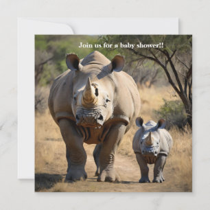 Invitation Rhino mère avec Calf