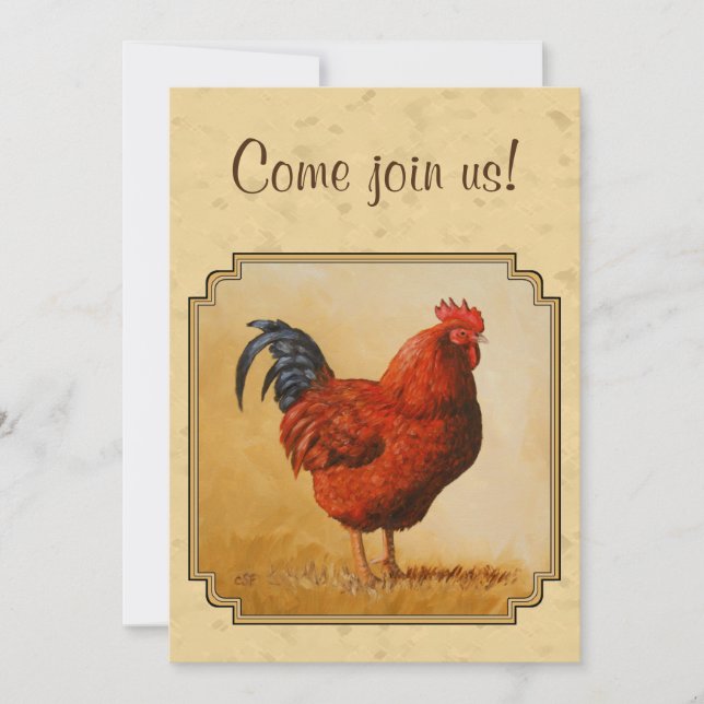 Invitation Rhode Island Red Rooster Yellow Arrière - plan (Devant)