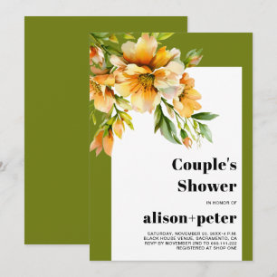 Invitation Rhododendron fleurs jaune orange douche de couple