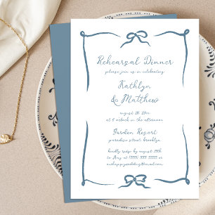 Invitation Ribbon à main Dusty Blue Rehearsal Dîner