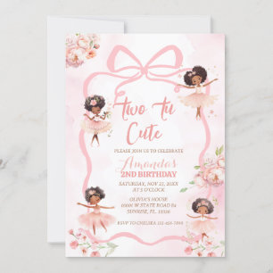 Invitation Ribbon African Ballerina Two Tu Cute Anniversaire