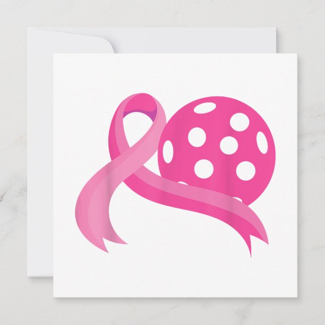 Invitation Ribbon Coeur Rose Cute Pickleball Cancer du sein A (Devant)