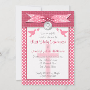 Invitation RIBBON IMPRIMÉ Première communion sainte Invitatio