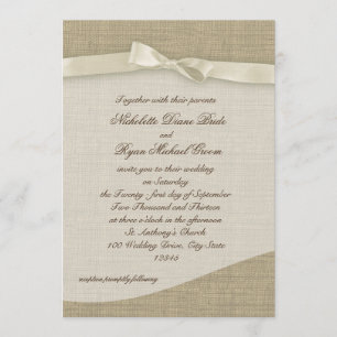 Invitation Ribbon ivoire et Mariage Burlap