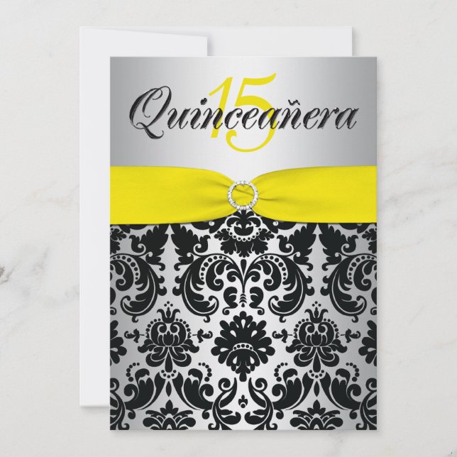 Invitation RIBBON Jaune Jaune Quincennère Noire d'Argent (Devant)