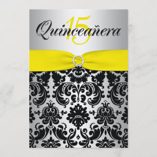 Invitation RIBBON Jaune Jaune Quincennère Noire d'Argent