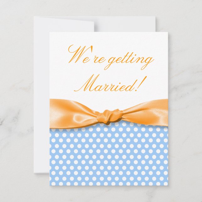 Invitation Ribbon orange soleil avec Pois (Devant)