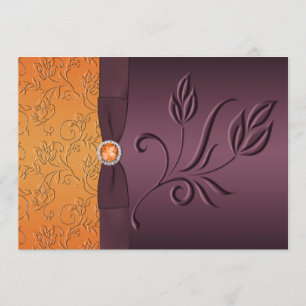 Invitation RIBBON Purple IMPRIMÉ, Mariage Tangerine Invitatio