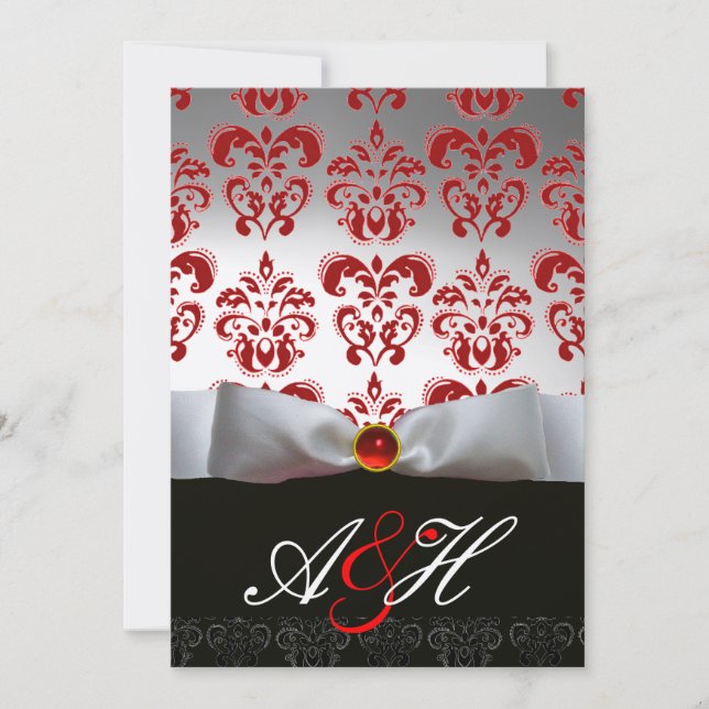 INVITATION RIBON D'ARGENT ROUGE & DOMMASQUE NOIR MONOGRAMME R (Devant)