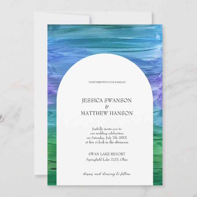 Invitation Rich indigo, deep green, and amethyst Wedding (Devant)