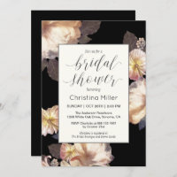 Riche Moody Floral Élégant Bridal Shower Invitatio