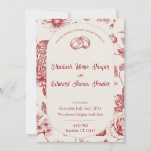 Invitation Riche Rouge Français Floral Toile Floral Floral