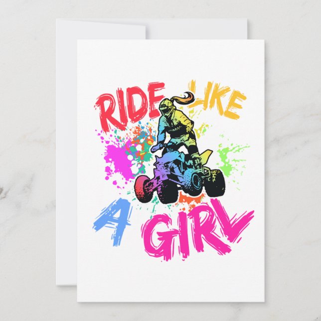 Invitation Ride Like a Girl Quad Bike ATV Rider Girl (Devant)