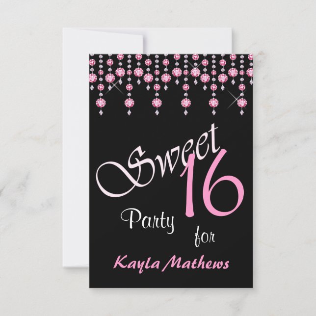 Invitation Rideau de diamant rose vif Douceur 16 parties (Devant)