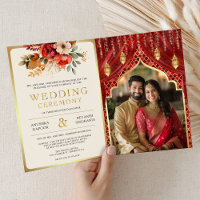 Rideau de fleurs d'or rouge Mariage indien hindou