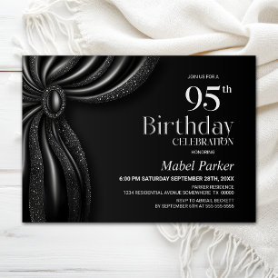Invitation Rideau noir élégant pour fête d'anniversaire 95 an
