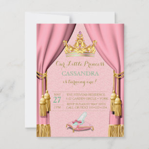 Invitation Rideau rose oreiller Princesse Tiara Glass Slipper