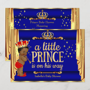 Invitation Rideaux rouges bleus royaux Prince Baby Shower Eth