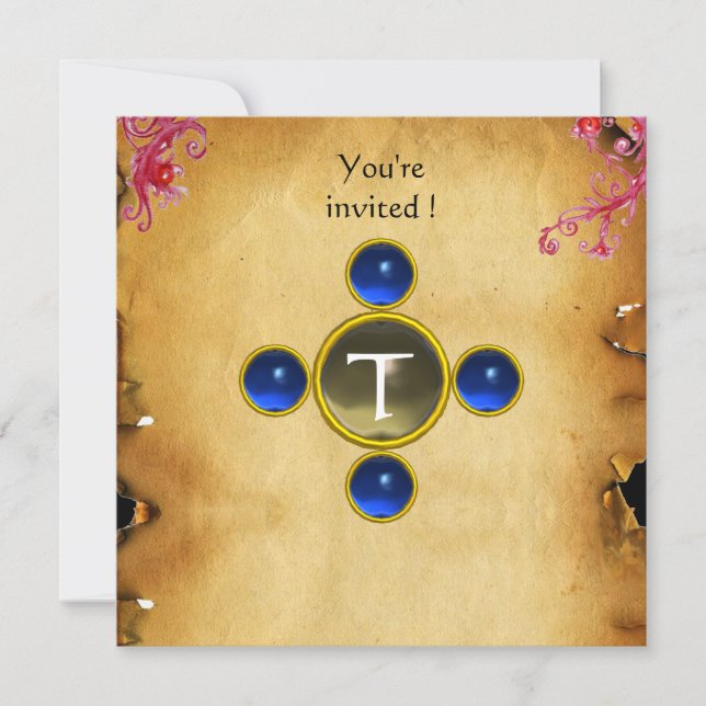 Invitation RIDERS DANS LA TEMPÊTE monogramme saphir (Devant)