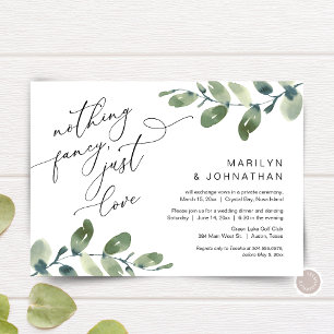 Invitation Rien De Chic, Juste Aimer Elopement Dîner Verdure