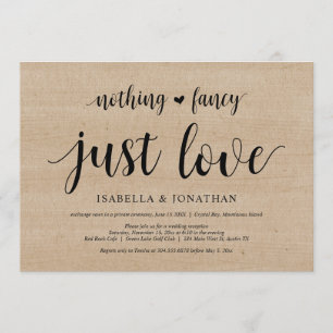 Invitation Rien De Chic, Juste Amour, Bois, Elopement Mariage
