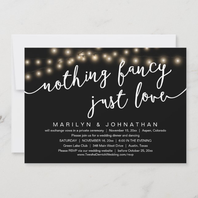 Invitation Rien De Chic, Juste Amour, Dîner Rustique Mariage (Devant)