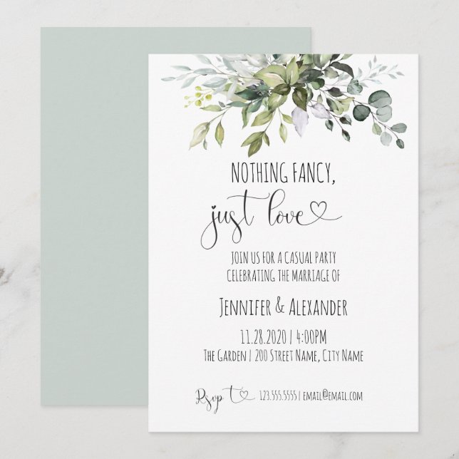 Invitation Rien de fabuleux à l'accueil de mariage d'amour (Devant / Derrière)