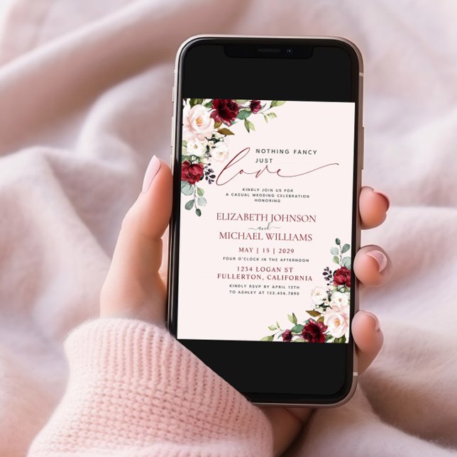 Invitation Rien De Fancy Just Love Blush Pink Burgundy (Créateur téléchargé)