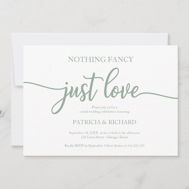 Invitation Rien De Fancy Just Love Décontracté Mariage Green  (Devant)