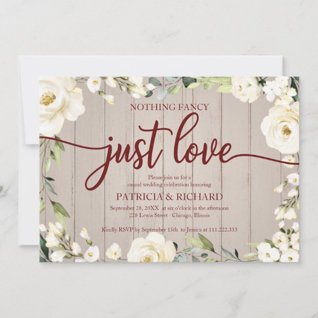 Invitation Rien De Fancy Just Love Mariage Blanc Floral (Devant)