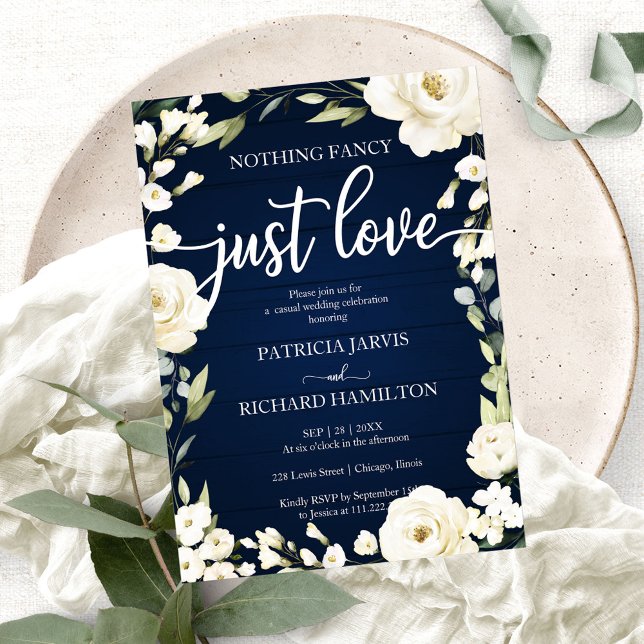 Invitation Rien De Fancy Just Love Mariage Blanc Floral (Créateur téléchargé)
