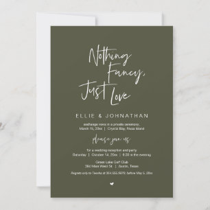 Invitation Rien De Fancy Just Love, Mariage Elopement Dîner