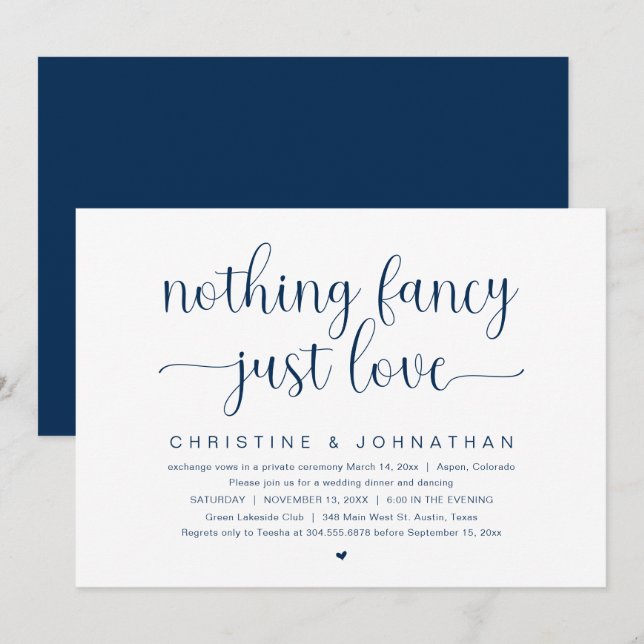 Invitation Rien De Fancy Just Love, Mariage Elopement Party I (Devant / Derrière)