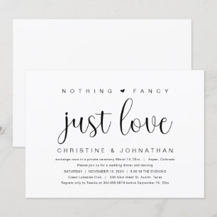 Invitation Rien De Fancy Just Love, Mariage Elopement Party I