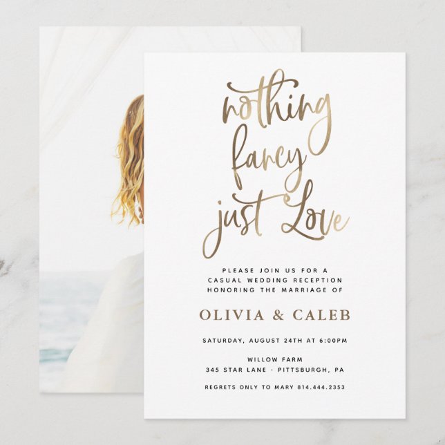 Invitation Rien De Fancy Just Love Mariage Réception (Devant / Derrière)