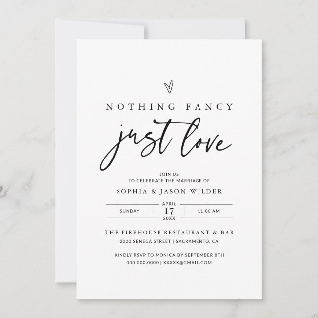 Invitation Rien De Fancy Just Love Mariage Réception (Devant)