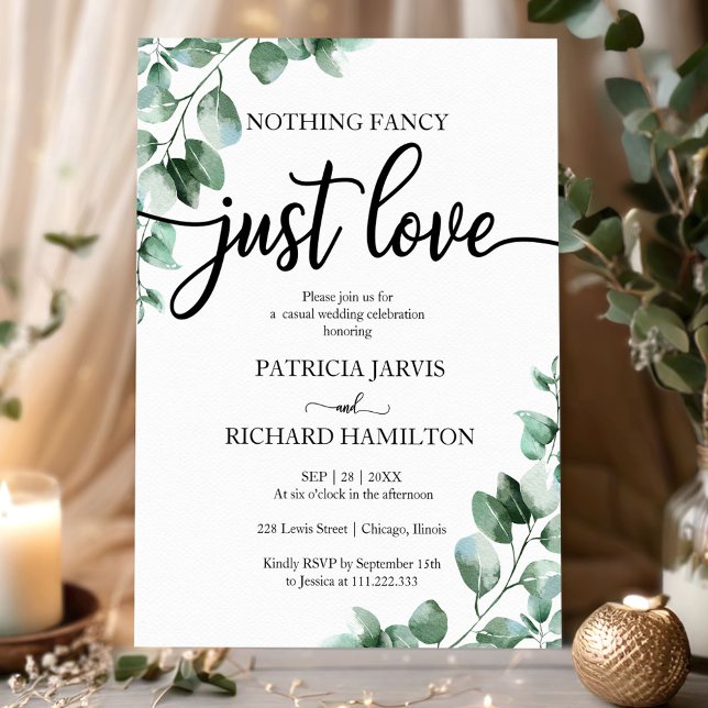 Invitation Rien De Fancy Just Love Mariage Réception Verdure (Créateur téléchargé)