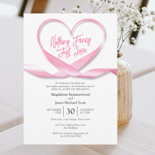 Invitation Rien De Fancy Just Love Pink Heart Ribbon Mariage
